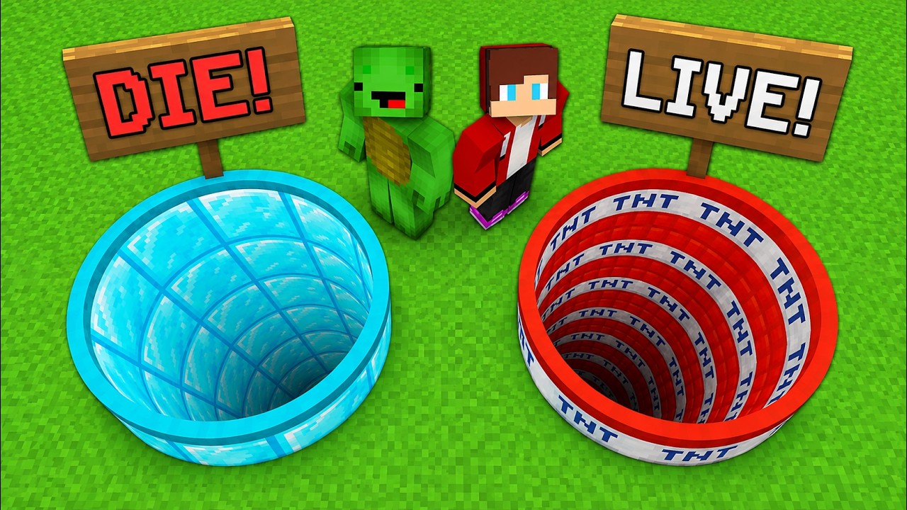 Mikey and JJ Choose the Right Hole in Minecraft