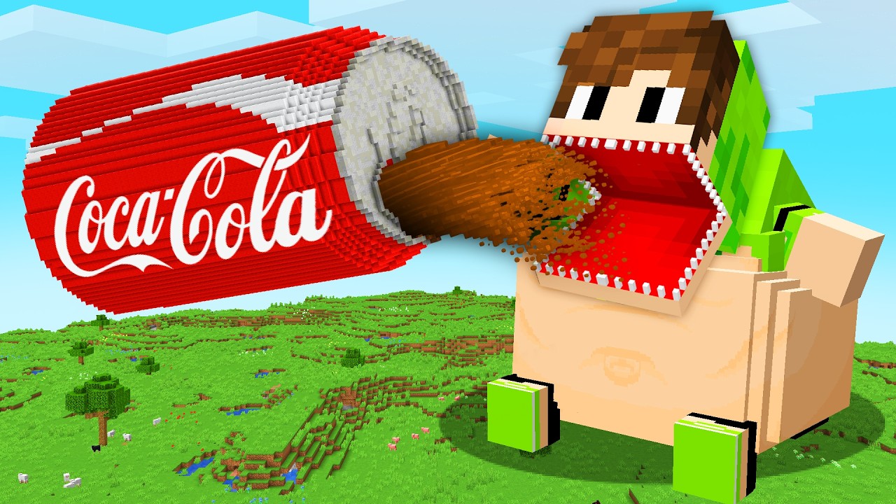 Fiquei GIGANTE de TANTO BEBER COCA-COLA no Minecraft!