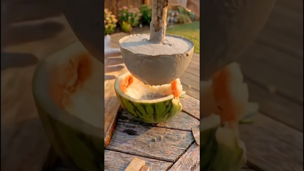Watermelon cement design 😱 || #minivlog #trending #gardening