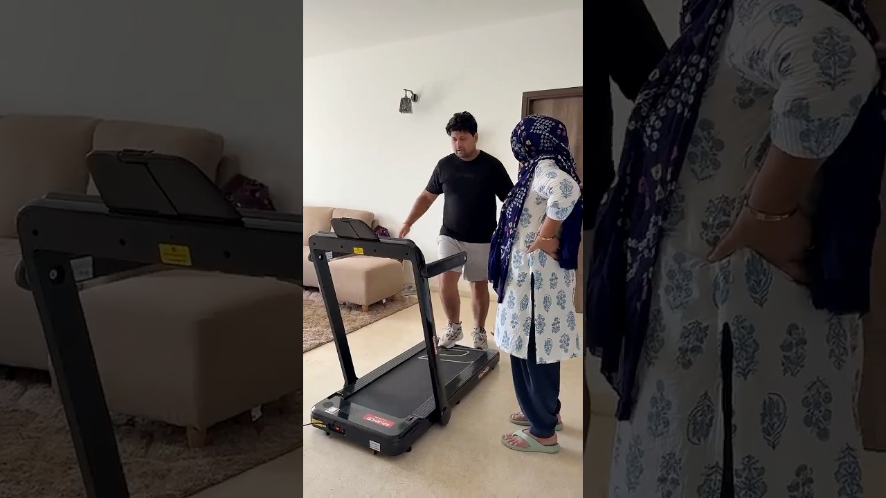 aj mummy ko bhi treadmill pasand aayi #minivlog #dailyminivlog #familyvlog #familyfun #familylove