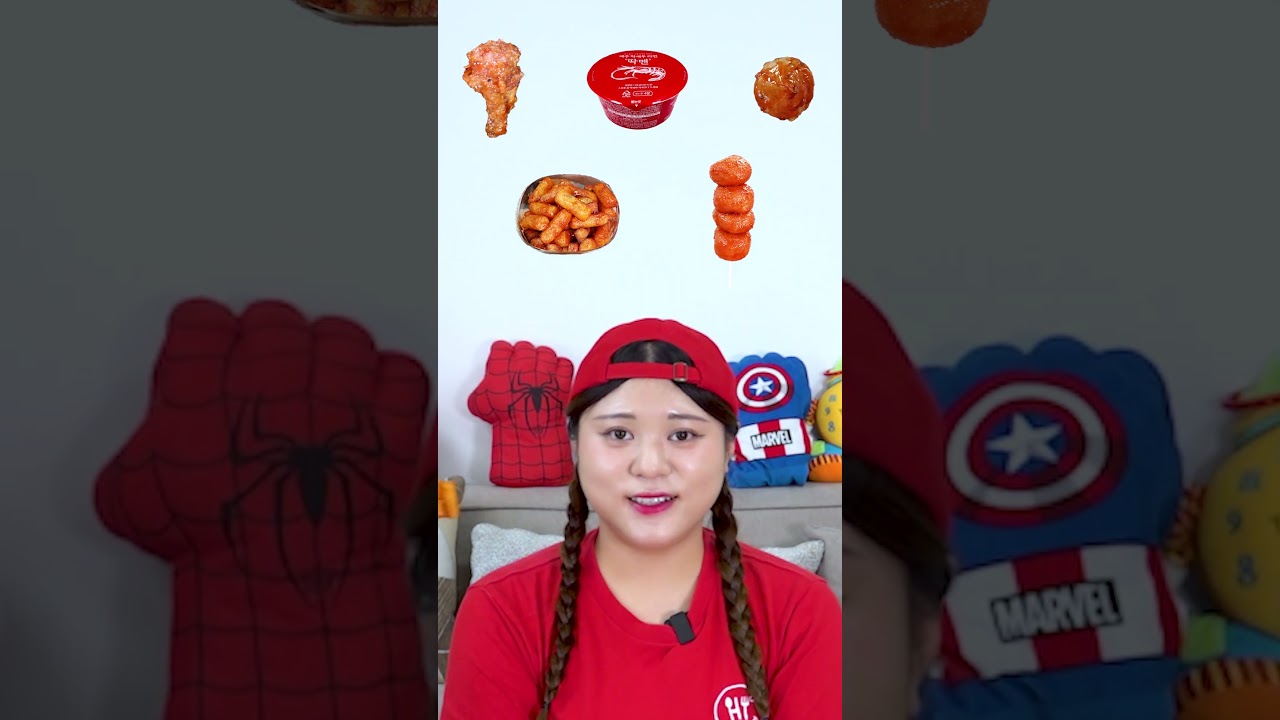 하이유의 레드 음식 치킨 라면 먹방 Random Red food Chicken EATING SHOW Food MUKBANG #shorts | HIU 하이유