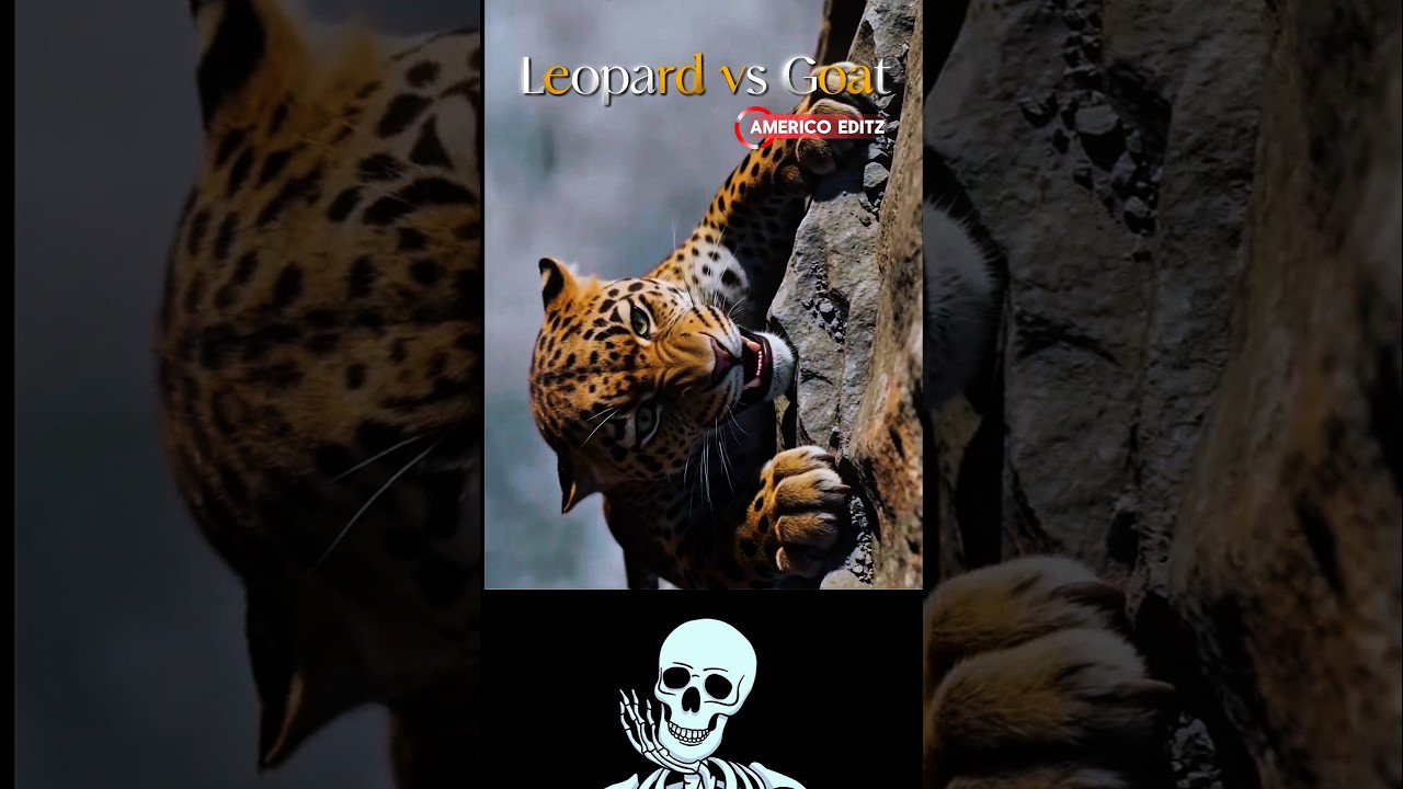 🐆Leopard vs Goat 🐐 #edit #viral #crazymoments #wildlife #animalattack  #leopard #goat #vs #trending