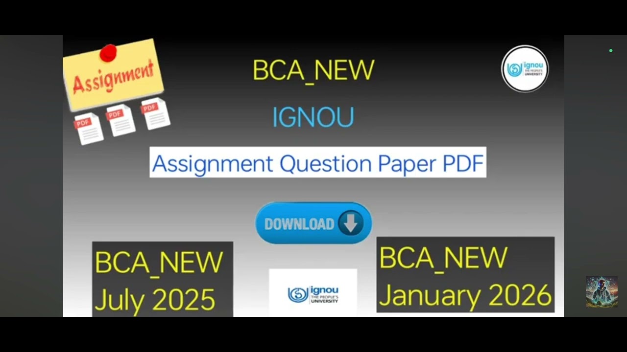BCA_NEW | IGNOU | Assignment question paper pdf | ✅ Download July 2025 - January 2026