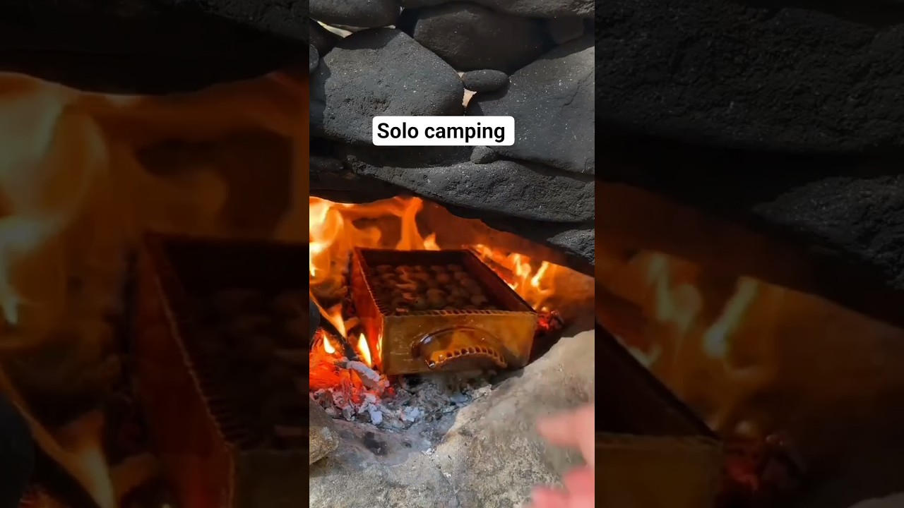 camping alone while cooking #solocamping #shorts