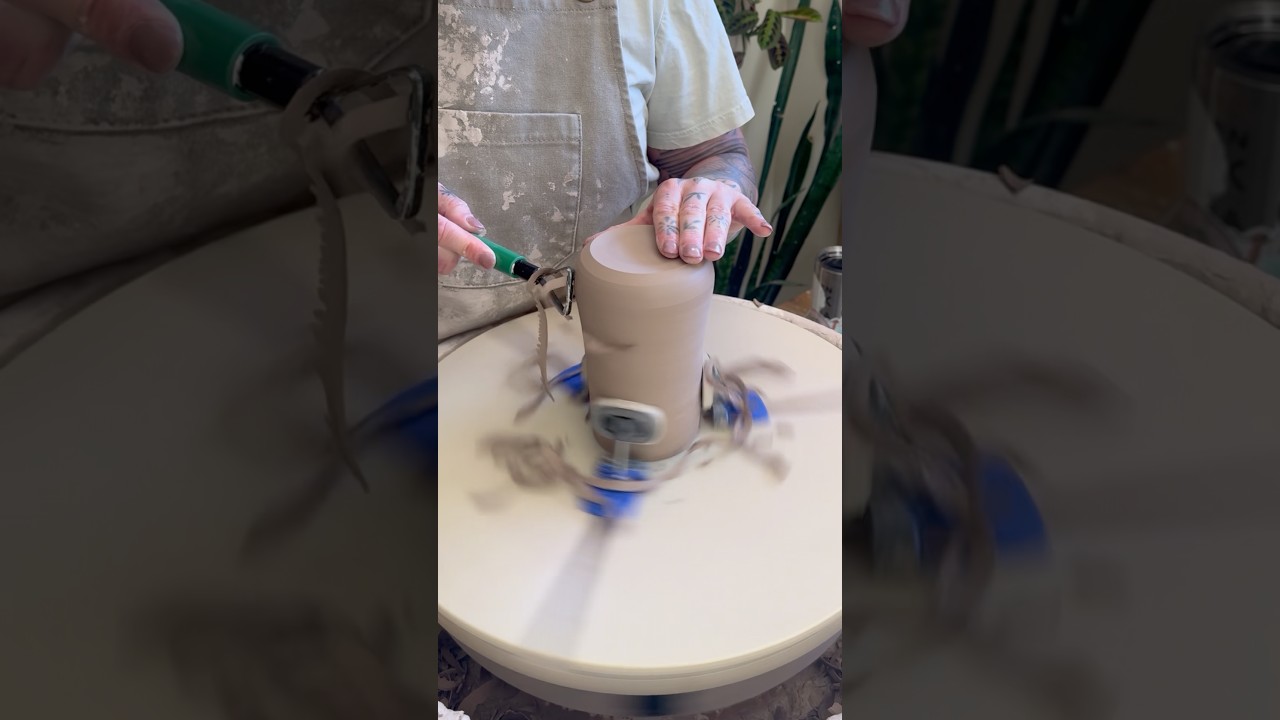 Trimming totally transforms the final shape #pottery #ceramics #clay #relaxing #oddlysatifying