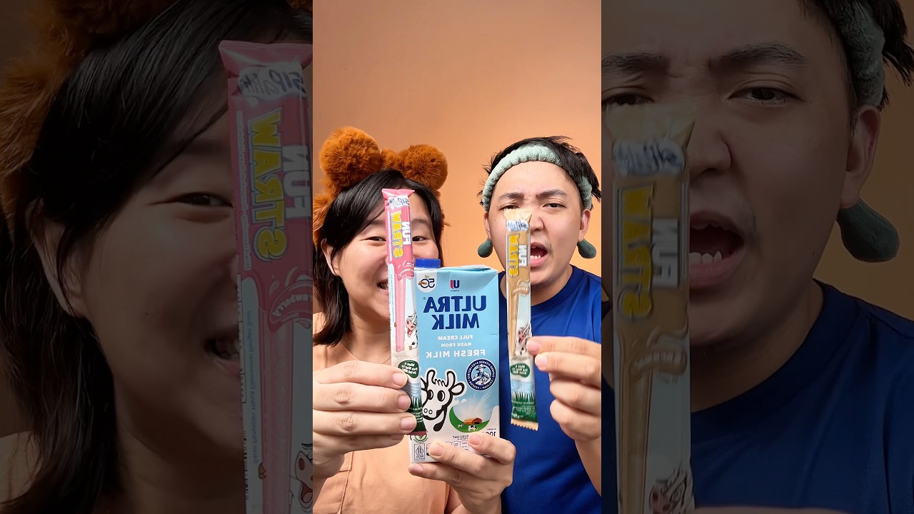 Sedotan ajaib dan susu vanila‼️🥛🍓😍 #asmr #mukbang #minuman #hiburan #drink #videolucu #milk