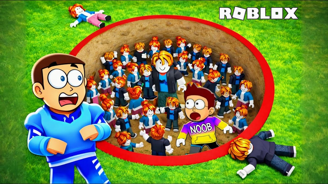 Roblox 100 Players Hole Survive | Shiva and Kanzo Gameplay