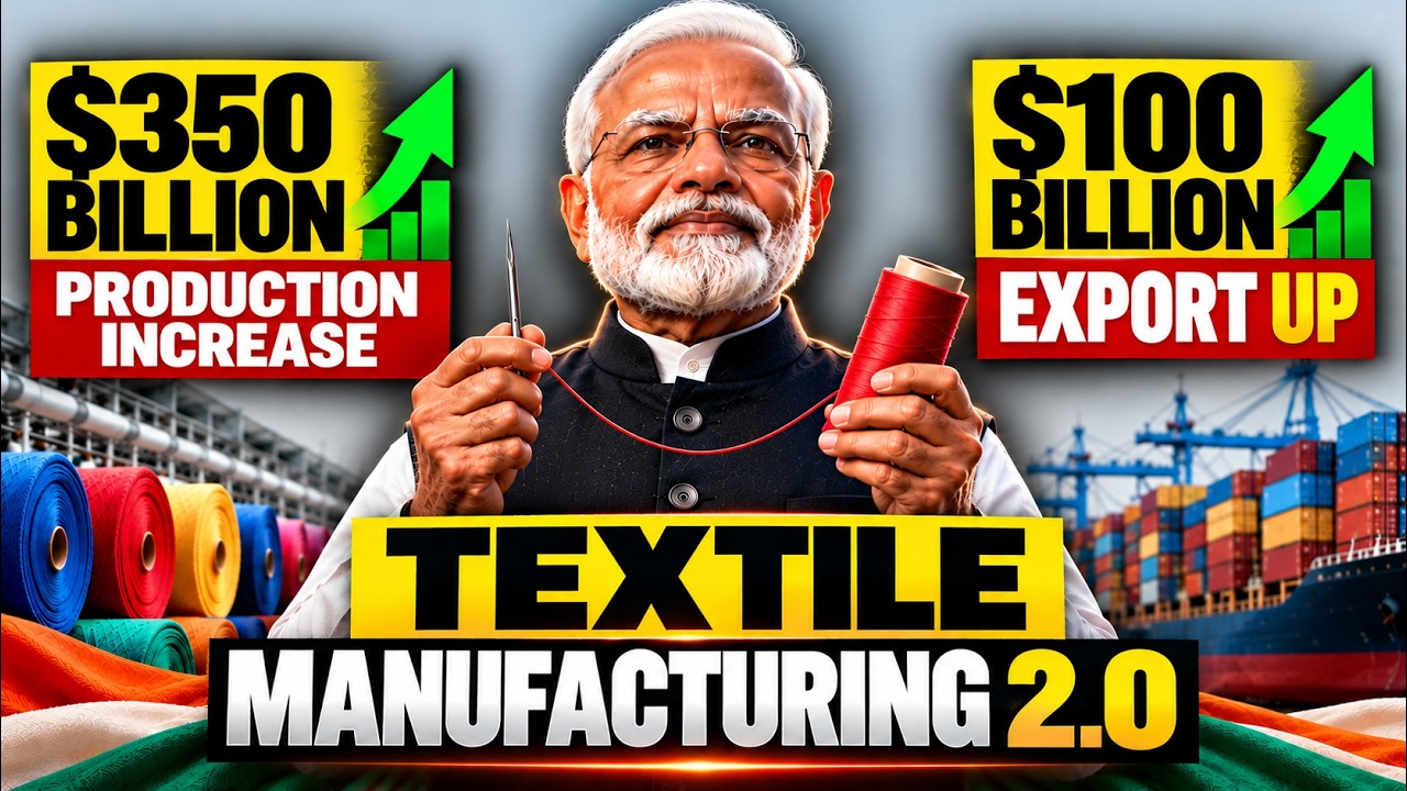 India Mega Textile Manufacturing Plan : $100 Billion Export, 3rd largest by 2030