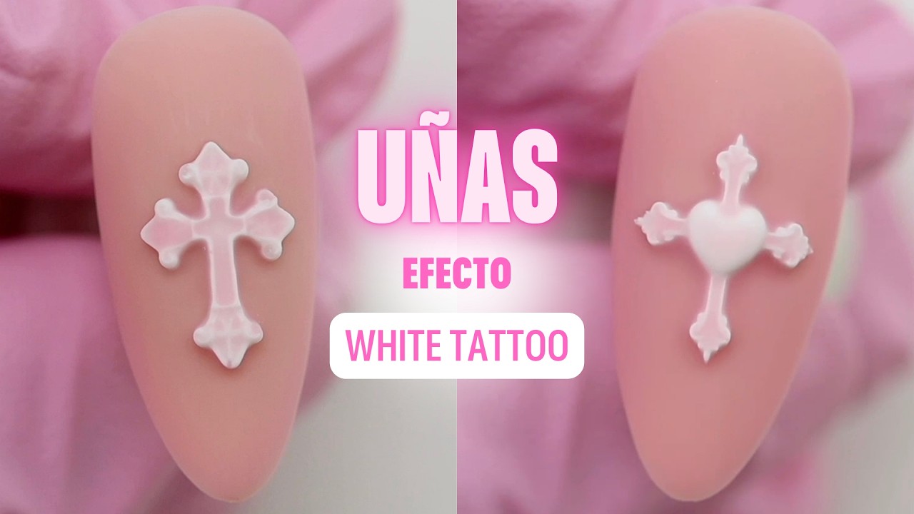 Uñas efecto 3D White Tattoo 💅🏼✨ Nail Art