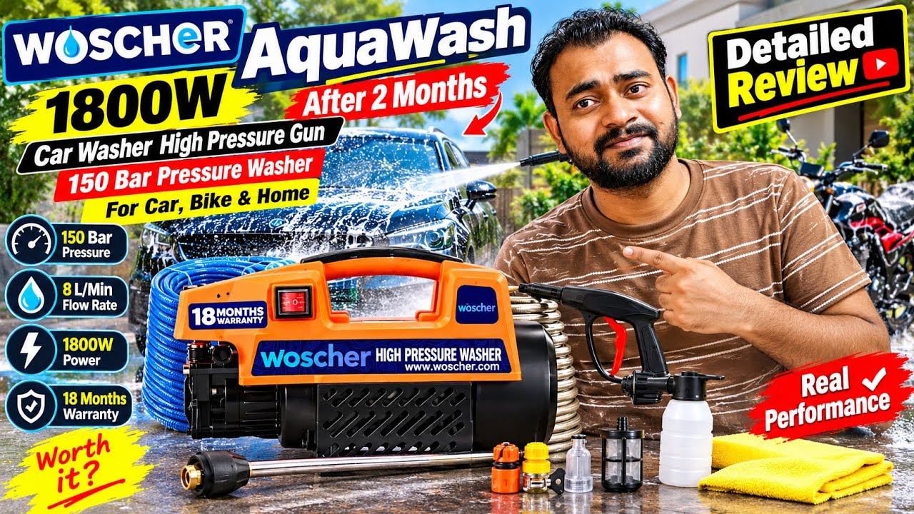 Woscher 878Y High Pressure Car Washer After 2 months Use Review🔥| Setup, Power Test & Worth It ??