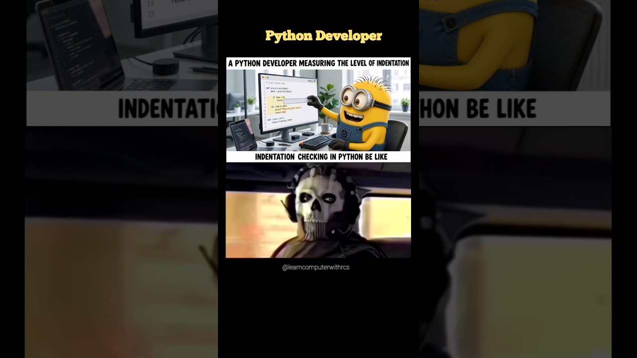 Python Developers Be Like 😂 Measuring Indentation with a Ruler 📏🐍#coding #funny #shorts #memes