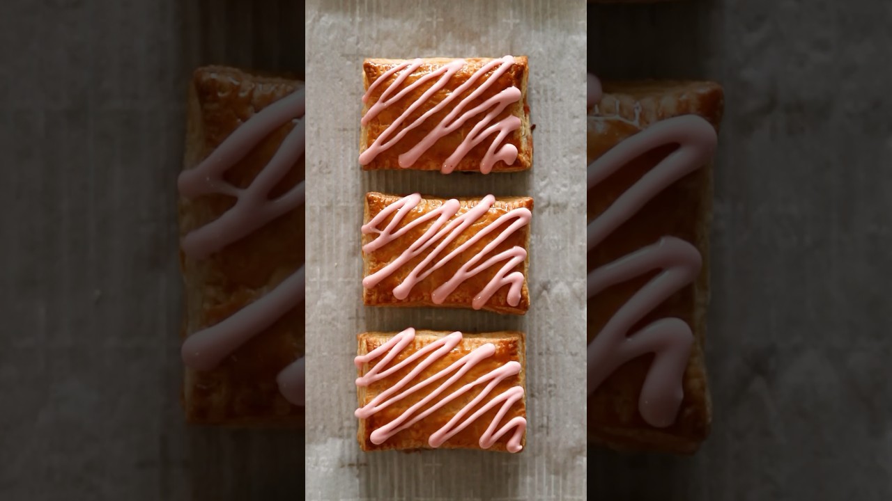 Homemade strawberry pop tarts with store-bought puff pastry. 🫶🏻 #pastry #baking
