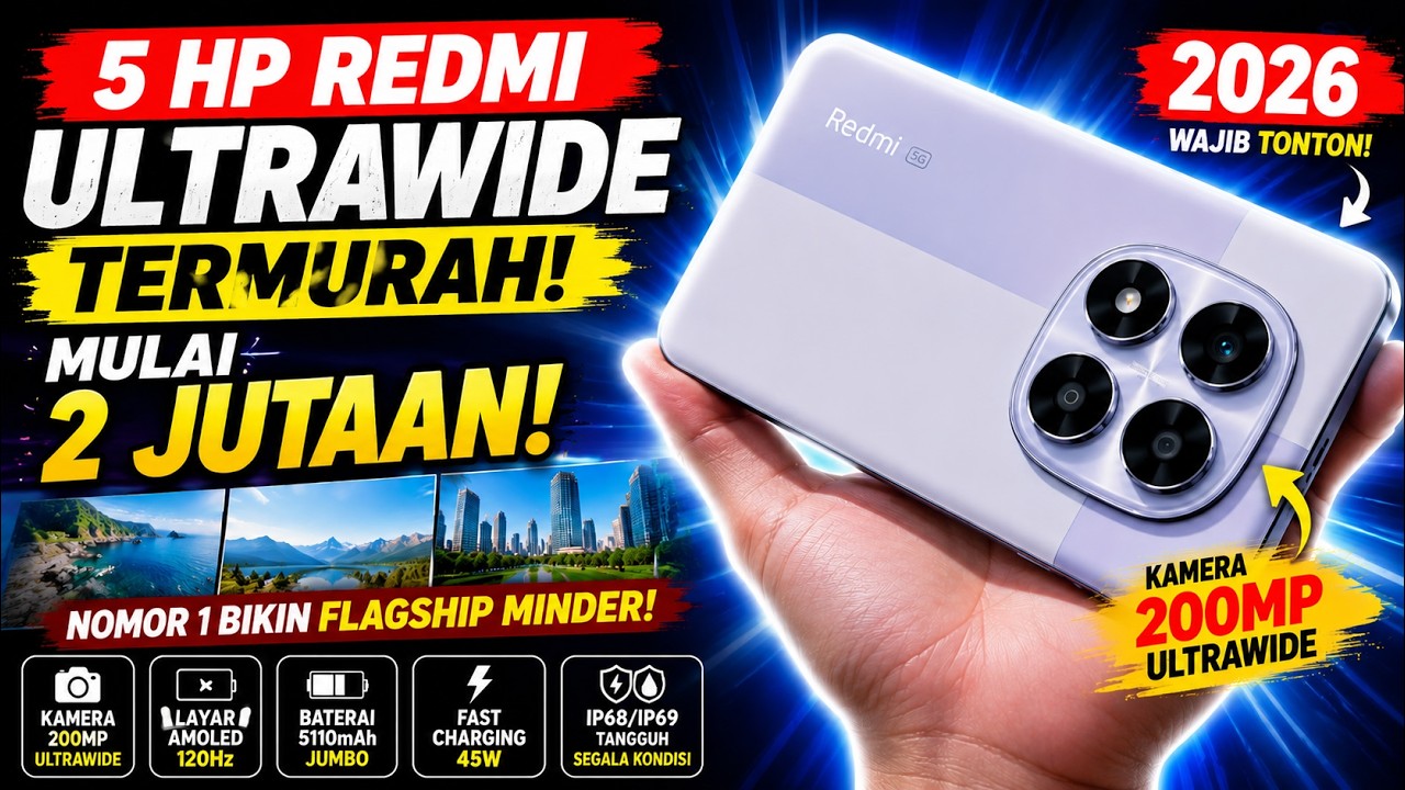 5 HP REDMI Kamera Ultrawide Termurah 2026! Mulai 2 Jutaan, Ada yang Bisa Lawan HP 6 Jutaan!
