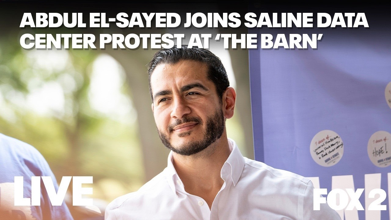Abdul El-Sayed protests Saline data center