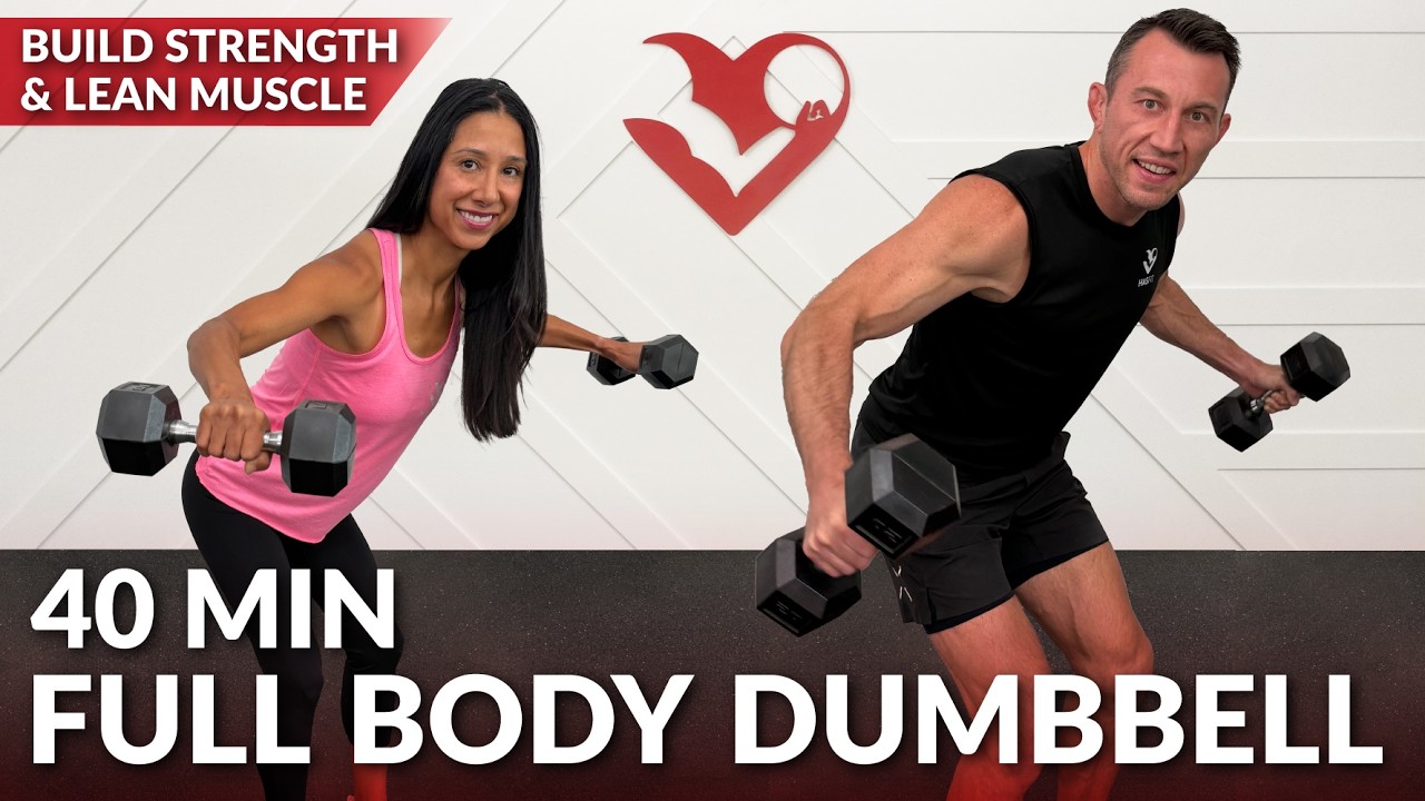 40 Min Full Body Dumbbell Workout at Home - Strength Weight Training for Women & Men with Weights