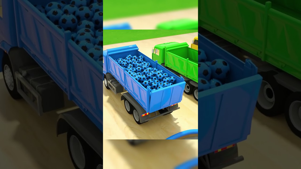 A dump truck and a monster, and colorful balls. Baby Nursery Rhymes & Kids Songs