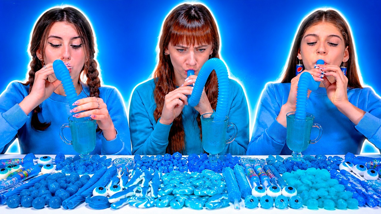 ASMR Eating Only Blue Food, Purple Candy Race Compilation