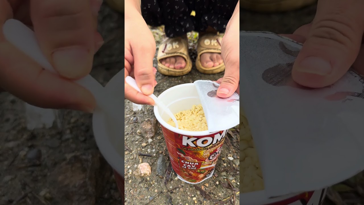 Cover the noodles so they cook faster #bushcraft #shorts #survival #camping