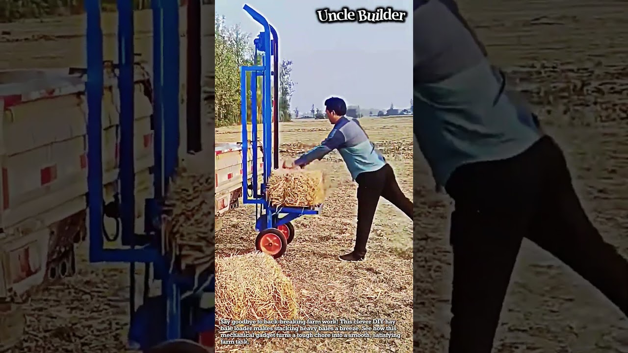 The Ultimate Hay Bale Lifter! #oddlysatisfying #heavyequipment #farminglife #diygadget #haybales