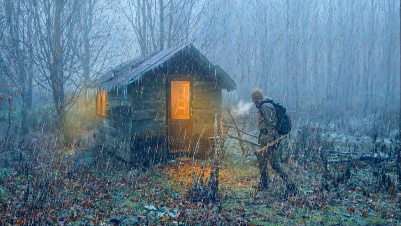 Caught in a Heavy Rain - I Took Shelter in an Abandoned Cabin - Full Video