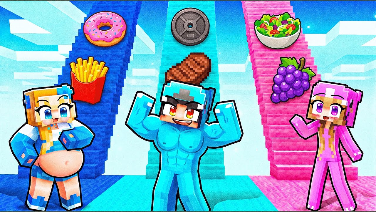 GYM vs FAT vs THIN Stairs Battle in Minecraft…