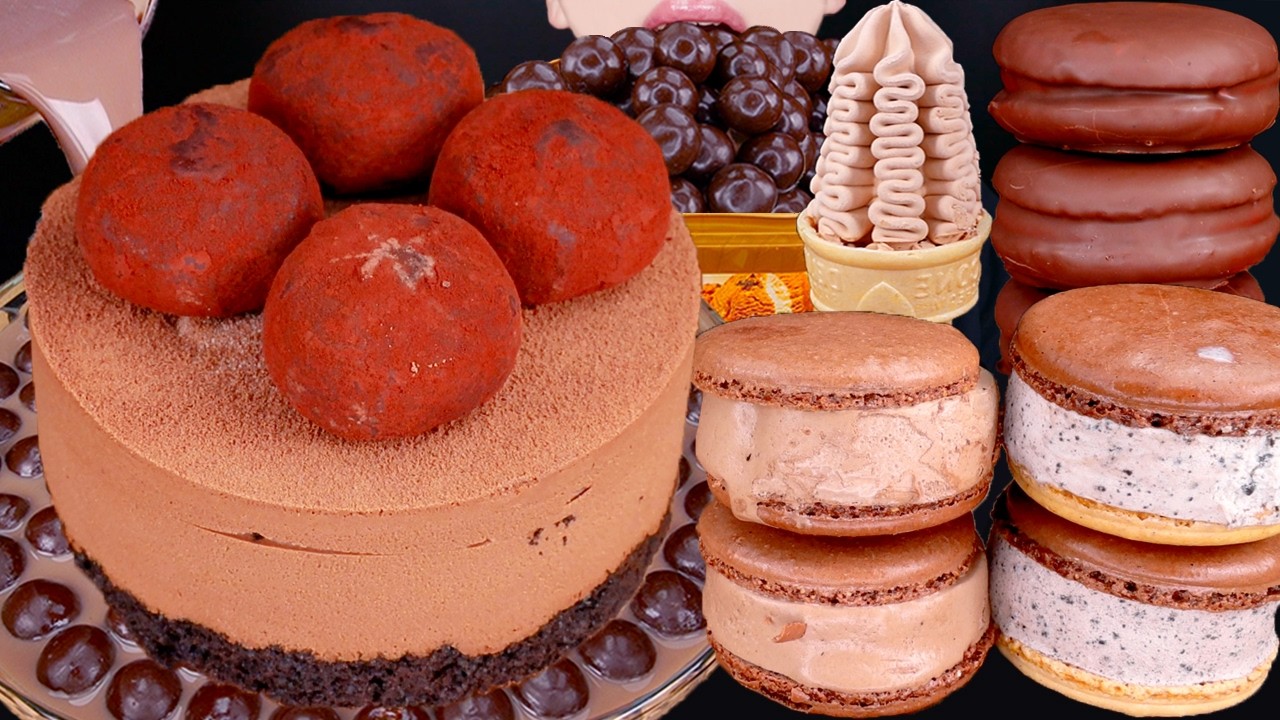 ASMR CHOCOLATE CAKE MALTESERS ICE CREAM NUTELLA DESSERT MUKBANG 초콜릿 먹방 チョコレート 咀嚼音 EATING SOUNDS