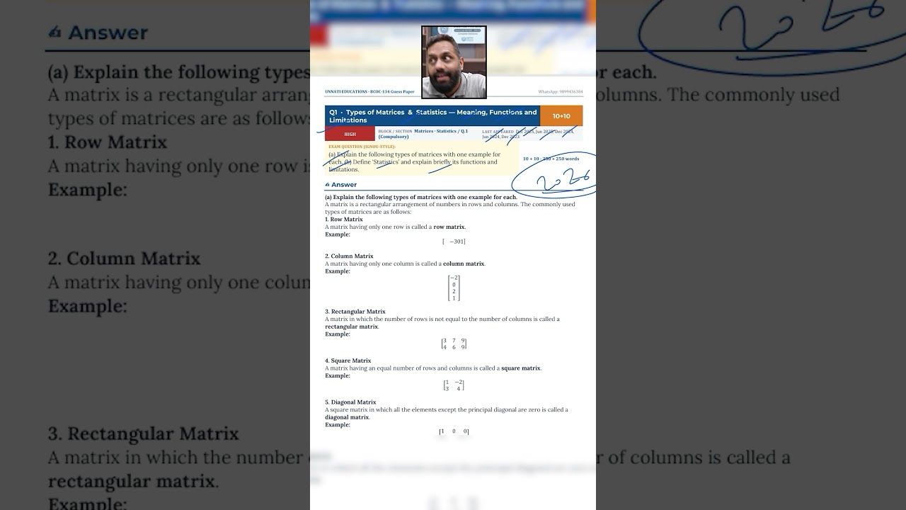 BCOC 134 Guess Paper | IGNOU BCOC 134 Business Mathematics and Statistics Important Questions