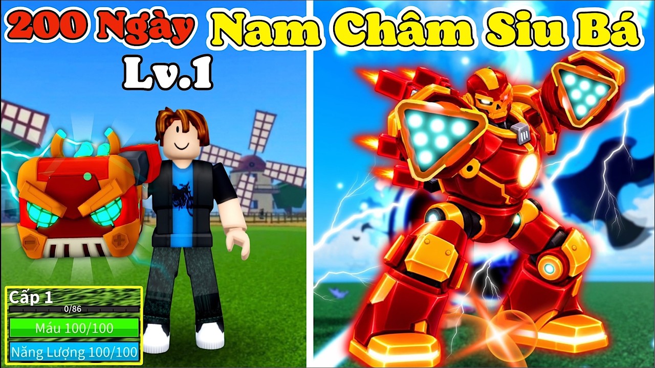 [BloxFruit] 200 Ngày Thức Tỉnh Sức Mạnh ROBOT Magnet Từ Con Số 0 Siu Bá