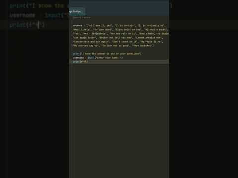 Magic 8 Ball in Python #shorts #python #programming #pythonprogramming  #tutorial #tutorials