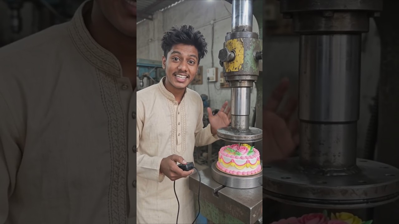 🎰🎂🍰hydraulic machine main cake ka kya hoga🤫🍰🤪#machine#cake#viral#fanny#comady#short#shorts#challange