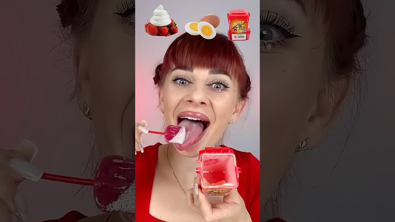 ASMR Emoji Sour Lollipop, Whipped Cream Mukbang #mukbang #asmr