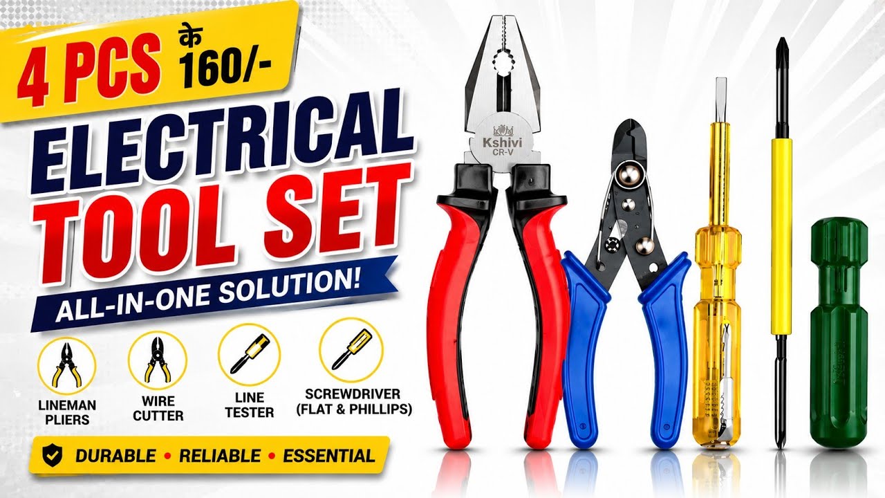 4 in 1 Tool Kit - Pilash plier Wire Cutter Line Tester 2 in 1 screwdriver | kshivi Toolkit under 200