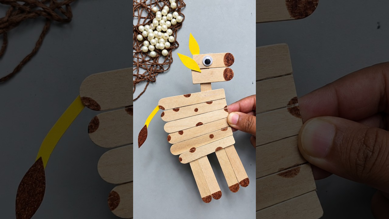 Icecream stick deer easy craft ideas for kids #shorts #youtubeshorts #deer #kids #art #diy #craft