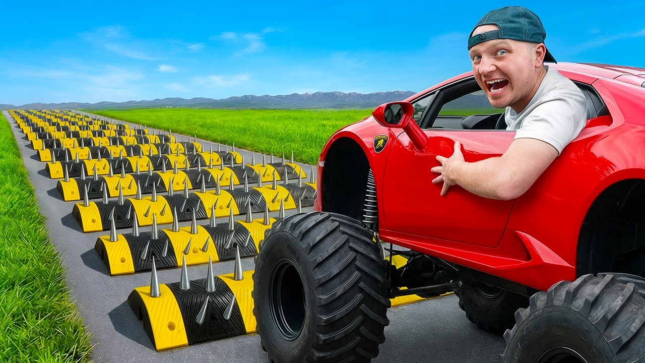 Super Car vs Giant Speed Bumps
