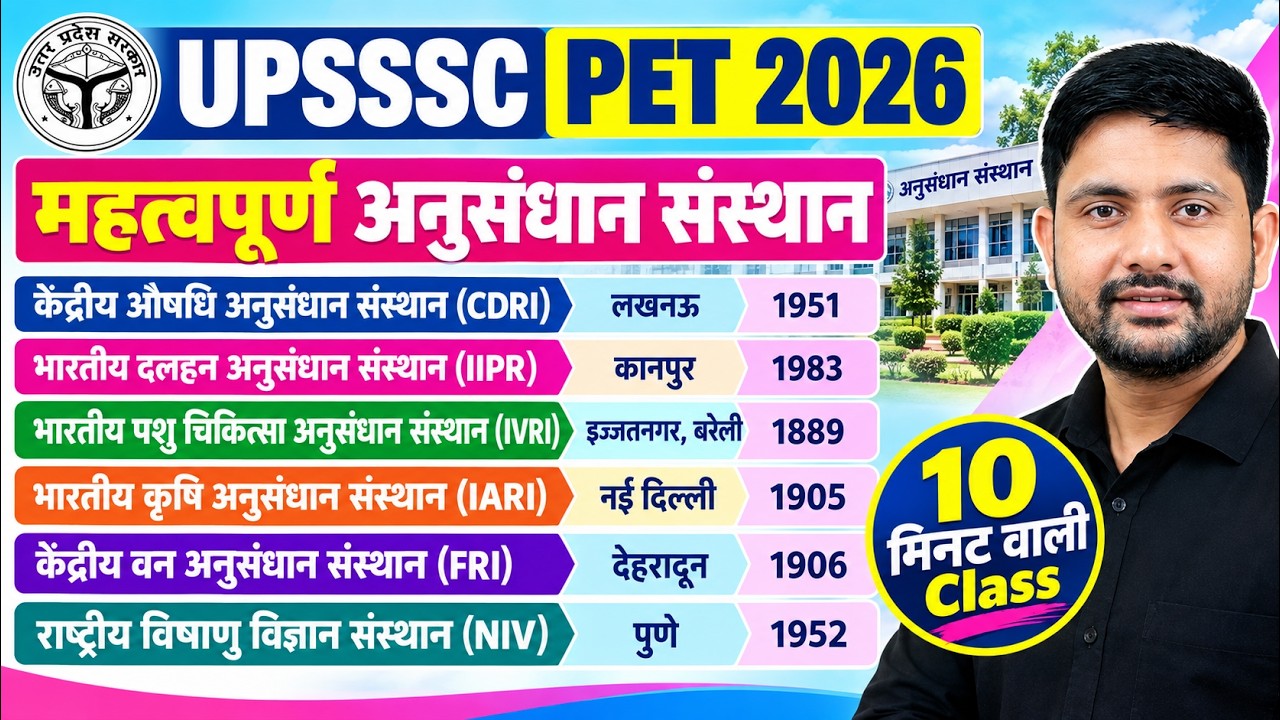 UPSSSC PET 2026 | भारत के प्रमुख Research Institutes | अनुसंधान संस्थान | PET Static GK | Ankit Sir