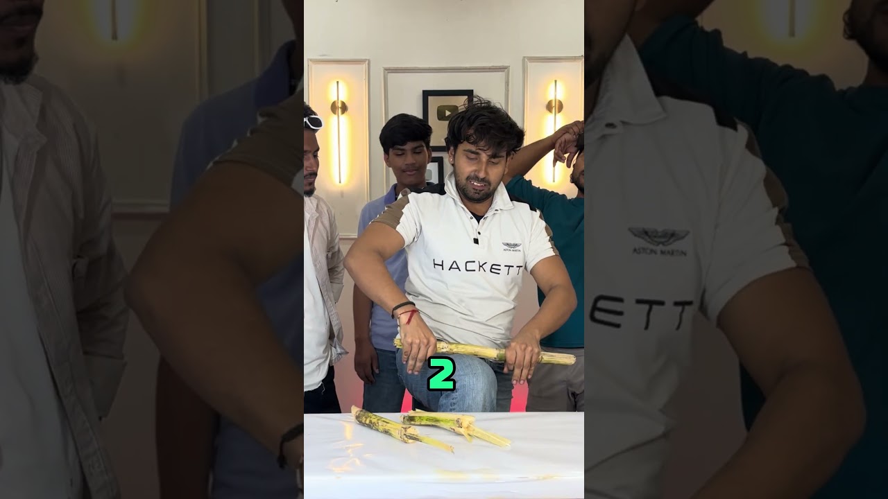 Sugarcan pieces challenge😱#shorts #games #power #challange #funny #roast
