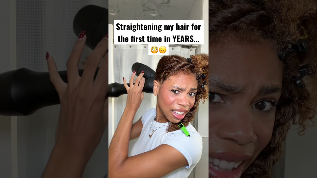 This was TERRIFYING… 😭 (can you guess our Halloween costume?? 👀) #curlyhair #blowout #naturalhair