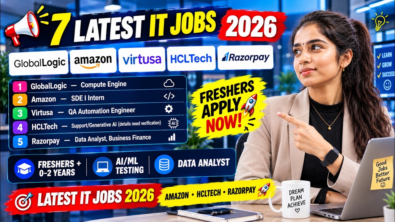 7 Latest IT Jobs 2026 🔥 GlobalLogic, Amazon, Virtusa, HCLTech & Razorpay | Freshers Apply