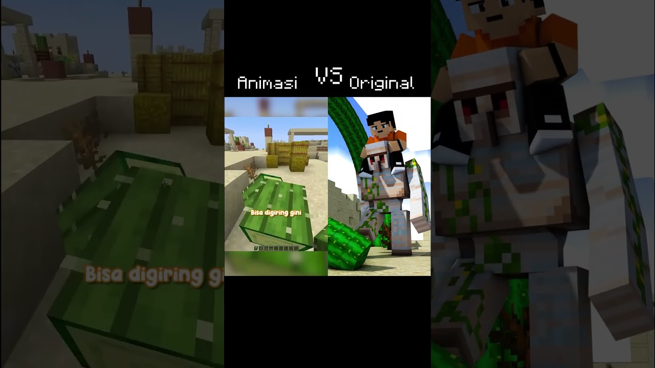 [Animasi VS Original] Ketemu Kaktus Letoy Di Minecraft!!  #Animasi #Minecraft #Indonesia