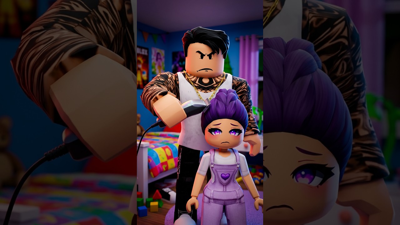 Mi papá me rapó el cabello porque quería un hijo varón #roblox #brookhaven #berryavenue