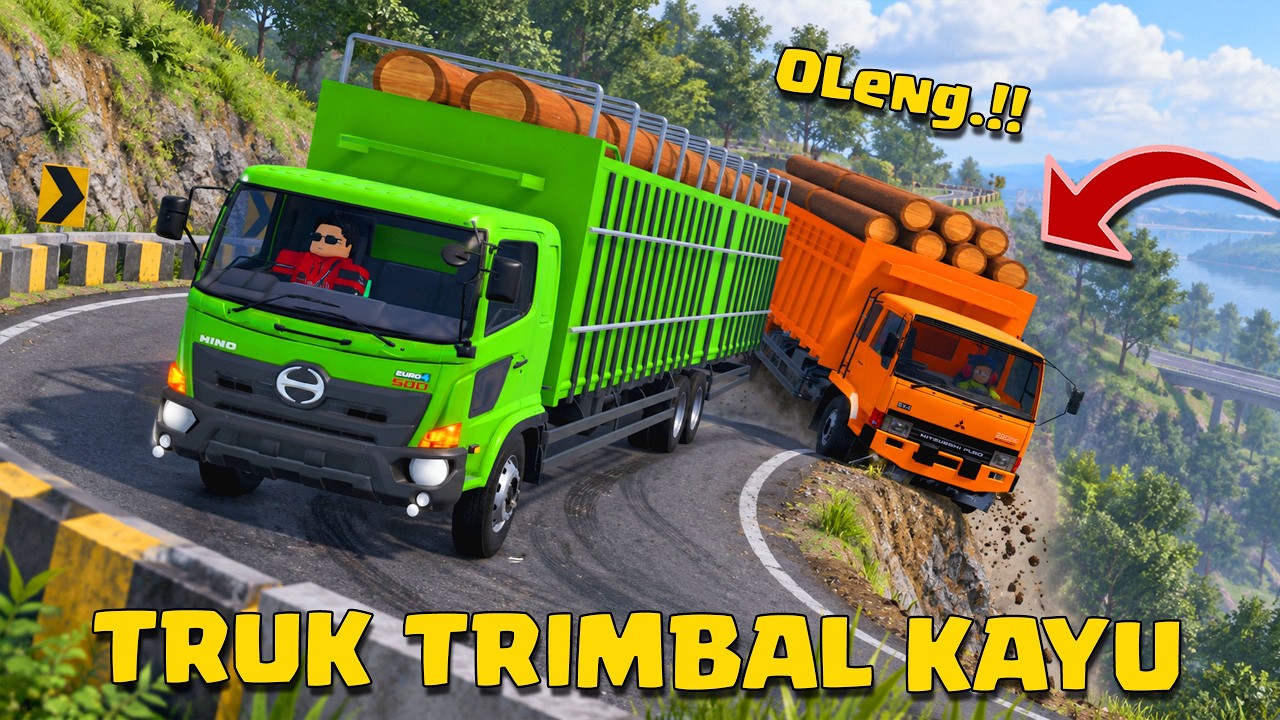 BAWA TRUK BESAR MUAT KAYU LEWAT JALAN BERKELOK DAN SEMPIT DI ROBLOX