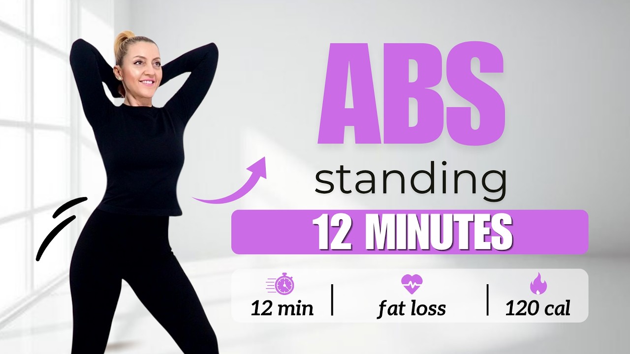 🔥12 Min STANDING ABS + FAT BURN🔥Knee Friendly Daily Routine🔥Move to the Music🔥
