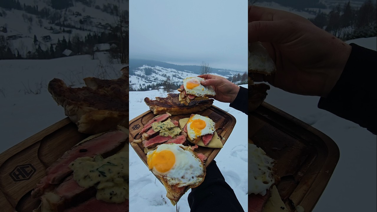 Steak, Eggs & Snow #shorts #food #asmr #menwiththepot #cooking