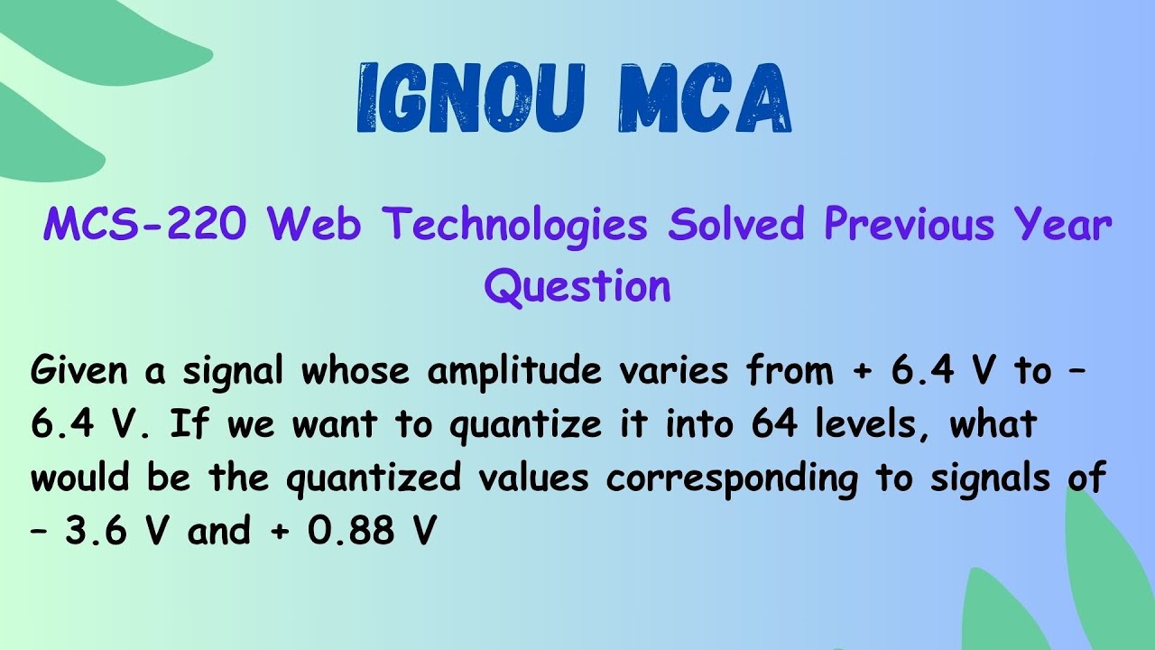MCA | Second Semester | MCS-218 : DATA COMMUNICATION ANDCOMPUTER NETWORKS | Part-1