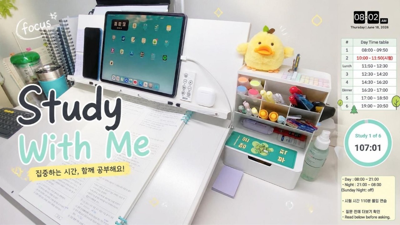 [06.27 Day] 🐥 Study With Me 24h | 공시생 스터디윗미 | Fireplace ASMR | Pomodoro 80/10