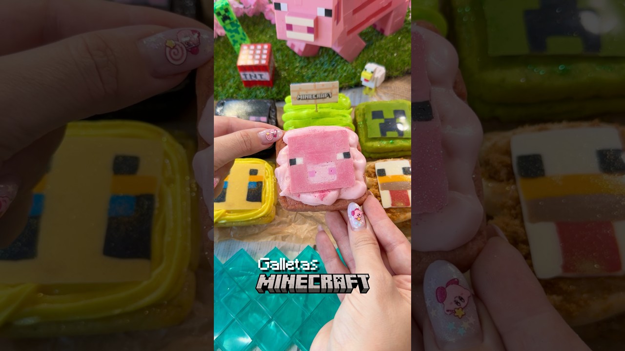 Galletas Minecraft 💚💎⛏️ #receta #recetaspostres