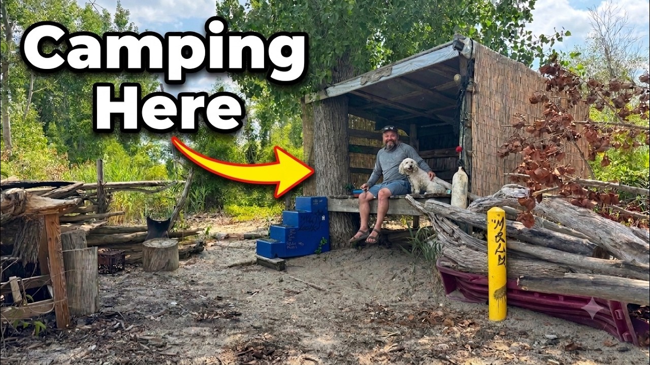 I camped in a WEIRD PARTY SHACK on a Deserted Beach