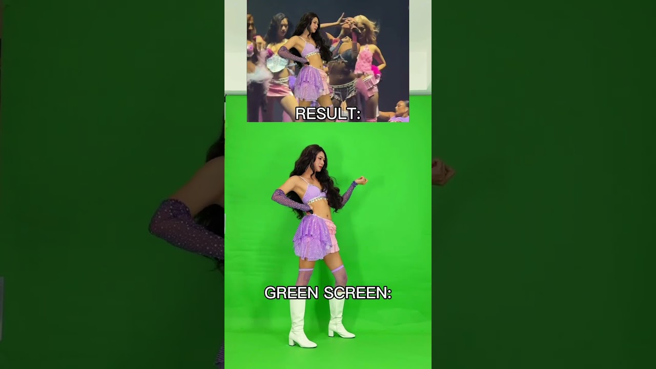 RESULT VS. GREEN SCREEN🤣 #KATSEYE #BehindTheScenes #fyp #shorts