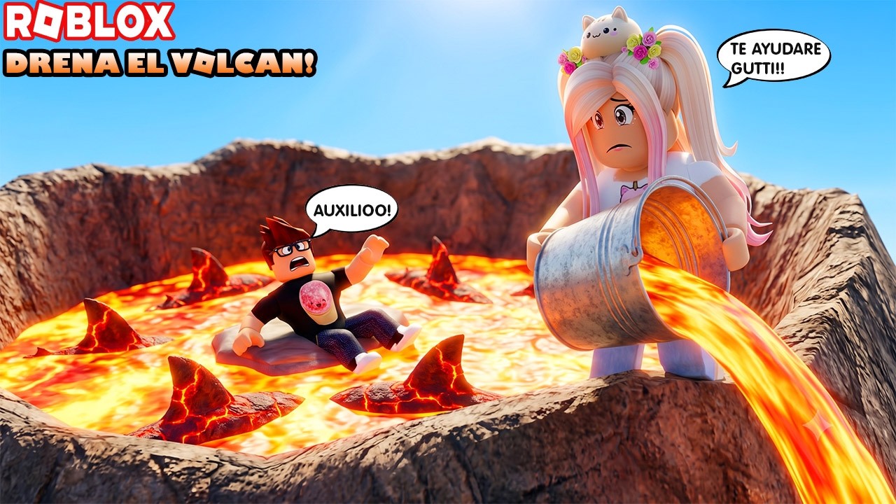 OH NO! MI AMIGO CAYO EN EL VOLCAN! Drenando La Lava Con Una Cubeta! 😵🔥