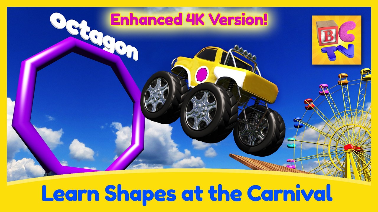 Learn Shapes with Monster Trucks and Carnival Game for Kids | Enhanced Version